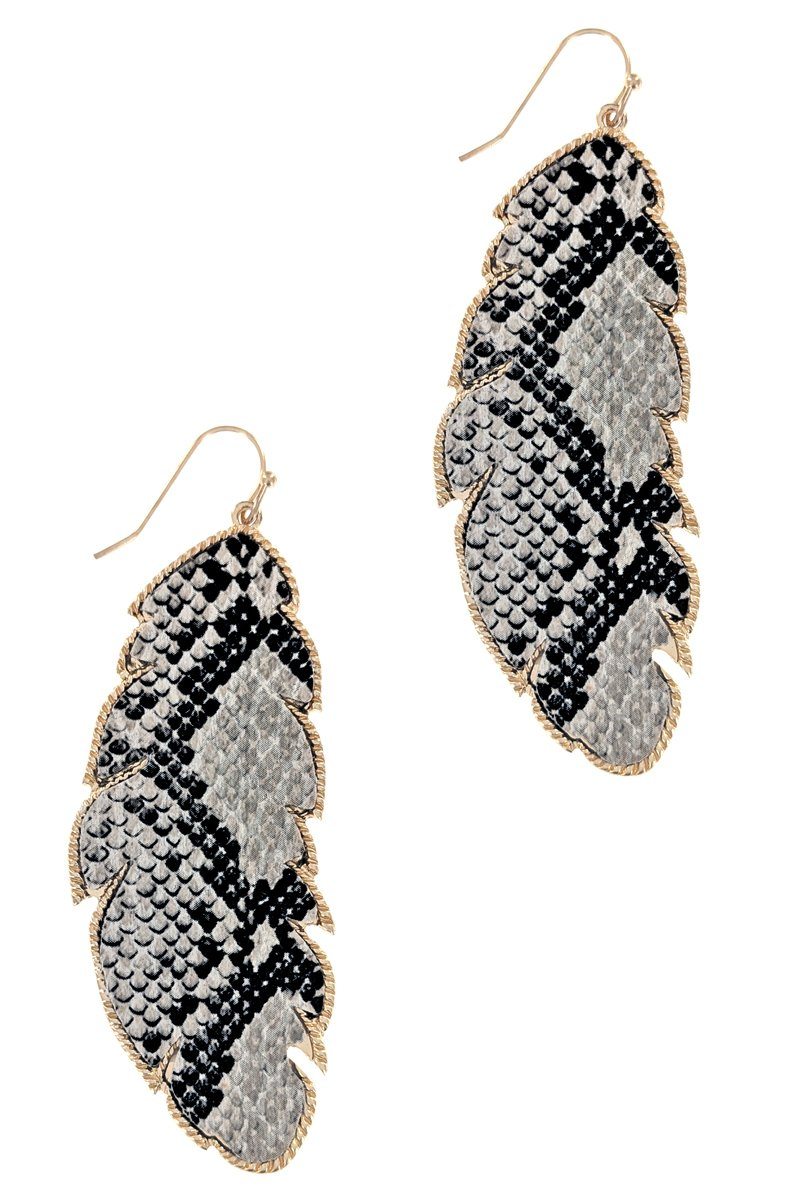 Leafy Snakeskin Earrings